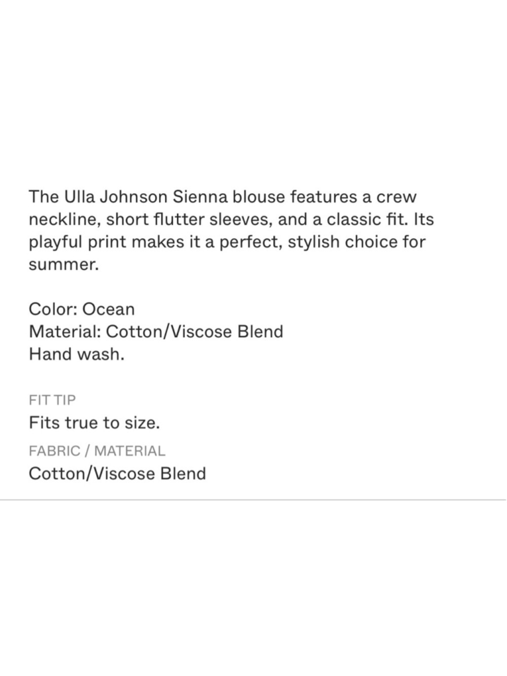 NWT Ulla Johnson Sienna Flutter-Sleeve Blouse Blue Beige S - Picture 4 of 4